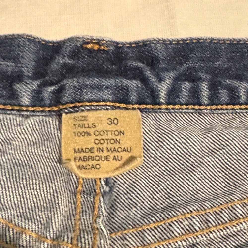 Vintage Club Monaco Dark Blue Straight Jeans Button Fly Distressed Hem - Picture 5 of 9